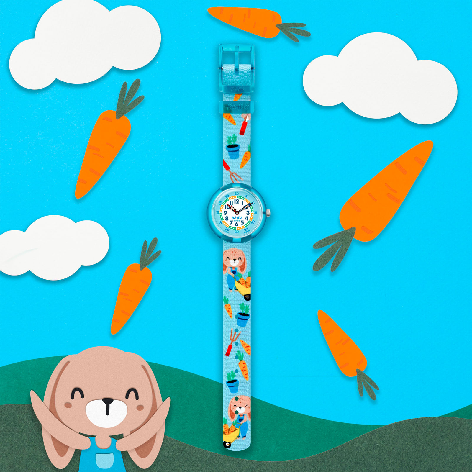 Reloj FLIK FLAK CARROT PARTY ZFBNP191 Niños Celeste